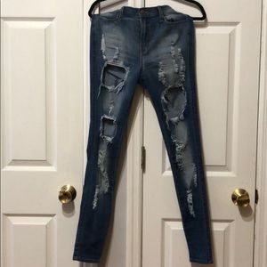 Vibrant ripped jeans